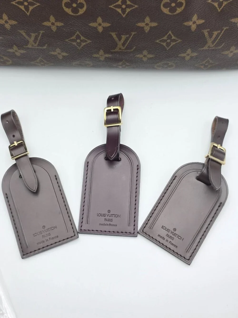 Authentic Louis Vuitton Brown Leather Luggage Tag – Excellent Condition